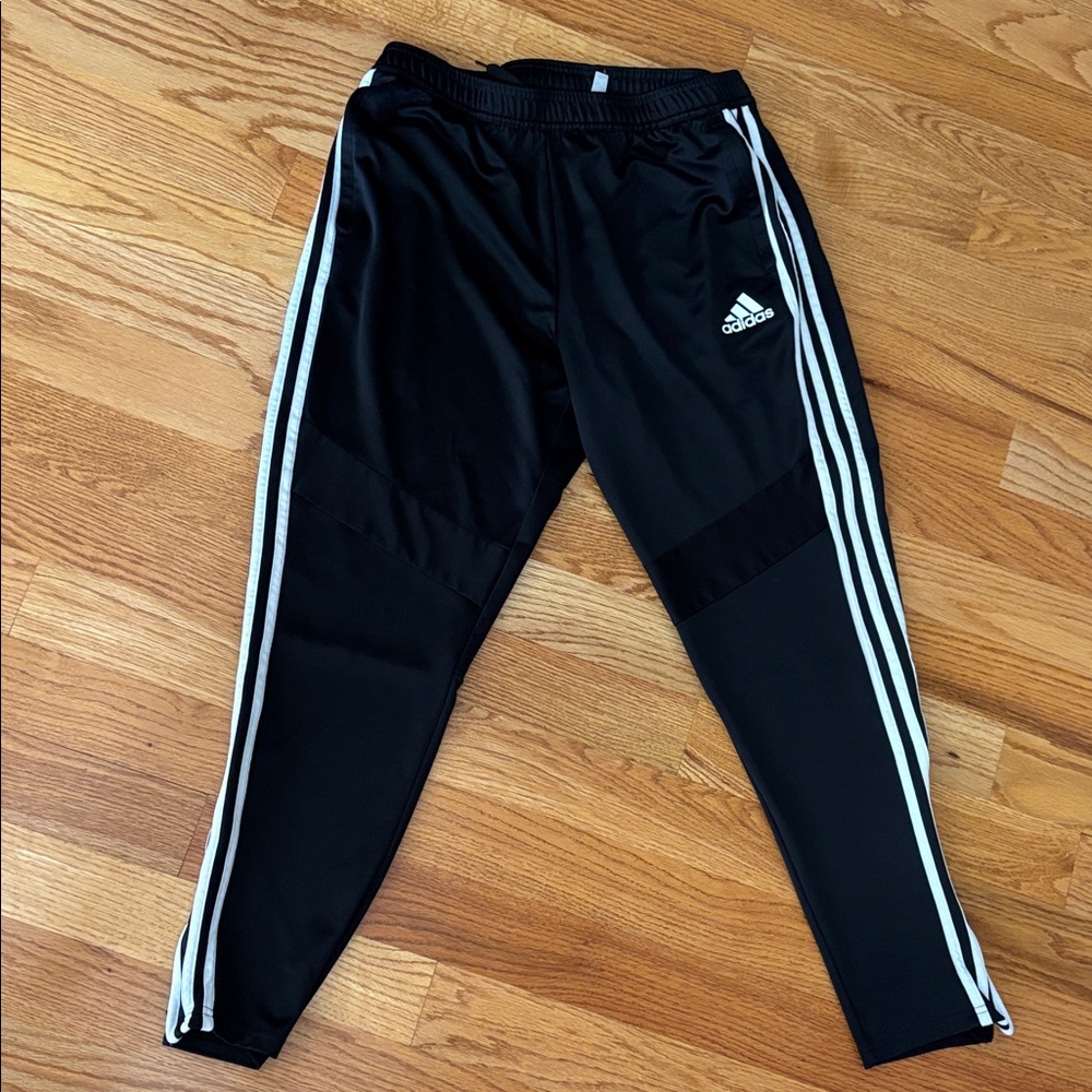 Adidas Black Joggers with White Stripes